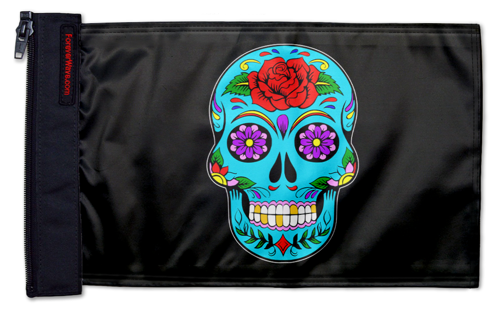 Sugar Skull 12"x18" Forever Wave Flag for Jeep Wrangler LJ 2003-2006