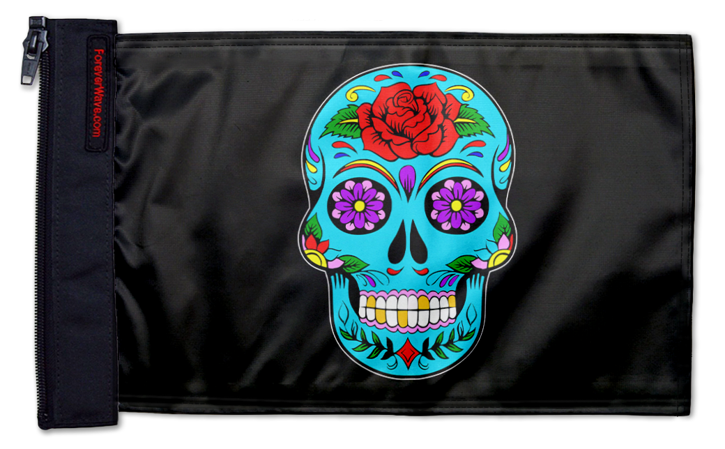 Sugar Skull 12"x18" Forever Wave Flag for Jeep Wrangler LJ 2003-2006