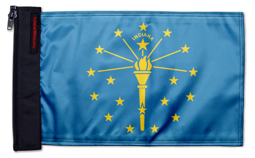 State Flag Indiana 12"x18" Forever Wave Flag for Jeep Wrangler JK 2-Door 2007-2018