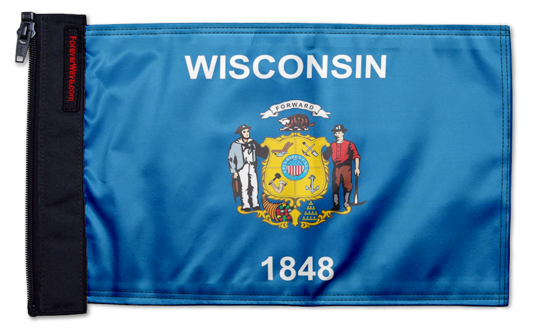 State Flag Wisconsin 12"x18" Forever Wave Flag for Jeep Wrangler JL 2-Door 2018-Present
