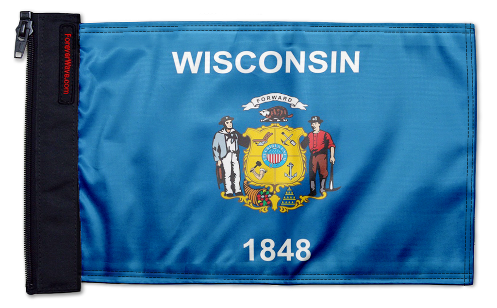 State Flag Wisconsin 12"x18" Forever Wave Flag for Jeep Wrangler YJ 1986-1995