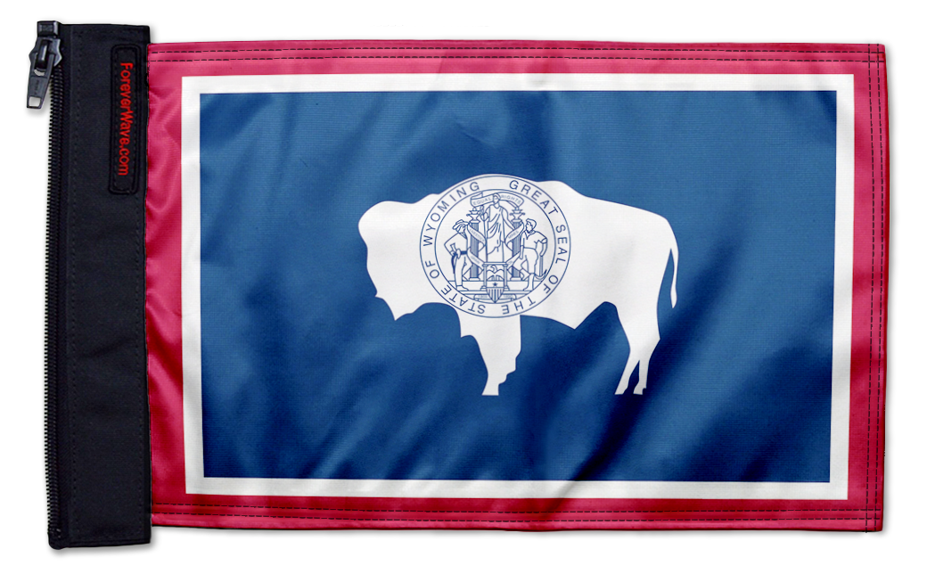 State Flag Wyoming 12"x18" Forever Wave Flag for Jeep Wrangler JKU 4-Door 2007-2018