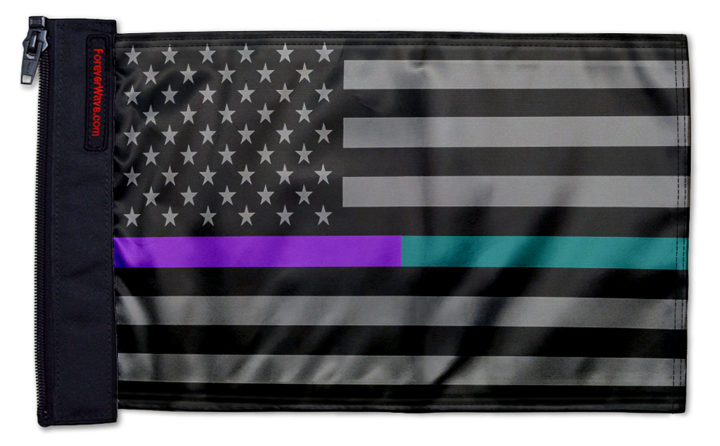 USA Subdued Thin Purple-Teal Line 12"x18" Forever Wave Flag for Jeep Wrangler CJ-7 and CJ-8 1976-1986