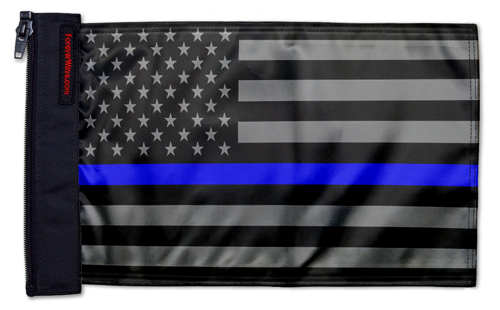 USA Subdued Thin Blue Line 12"x18" Forever Wave Flag for Jeep Wrangler CJ-7 and CJ-8 1976-1986