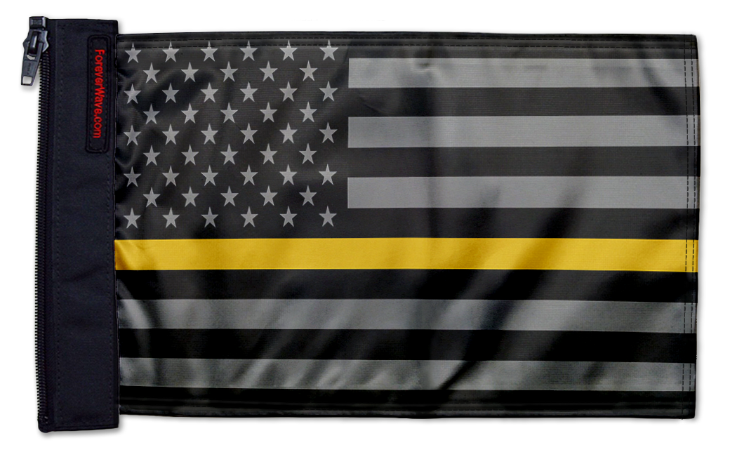 USA Subdued Thin Gold Line 12"x18" Forever Wave Flag for Jeep Wrangler YJ 1986-1995