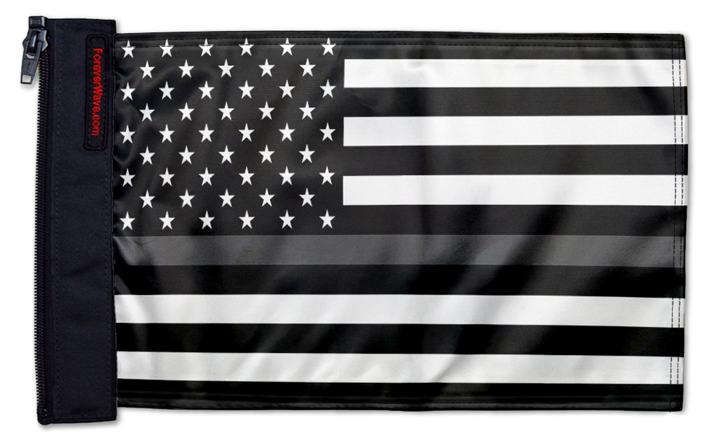 USA Subdued Thin Grey Line 12"x18" Forever Wave Flag for Jeep Wrangler TJ 1996-2006