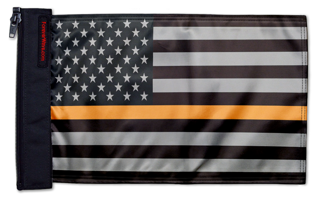 USA Subdued Thin Orange Line 12"x18" Forever Wave Flag for Jeep Wrangler LJ 2003-2006