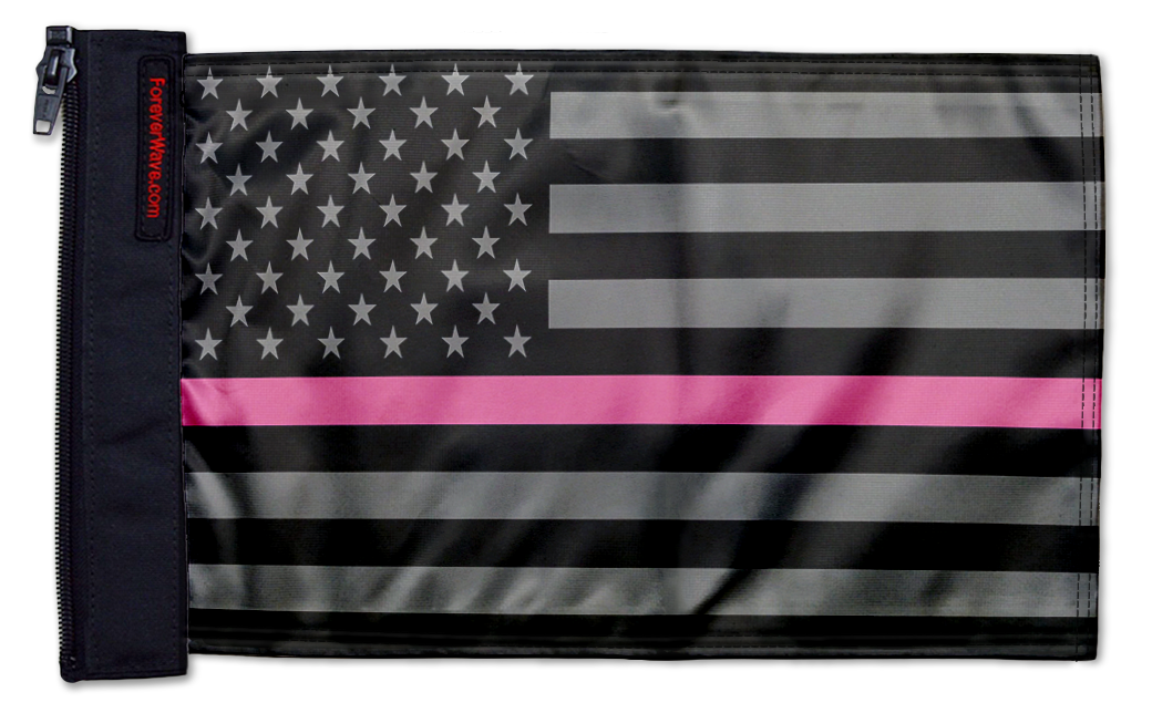 USA Subdued Thin Pink Line 12"x18" Forever Wave Flag for Boats