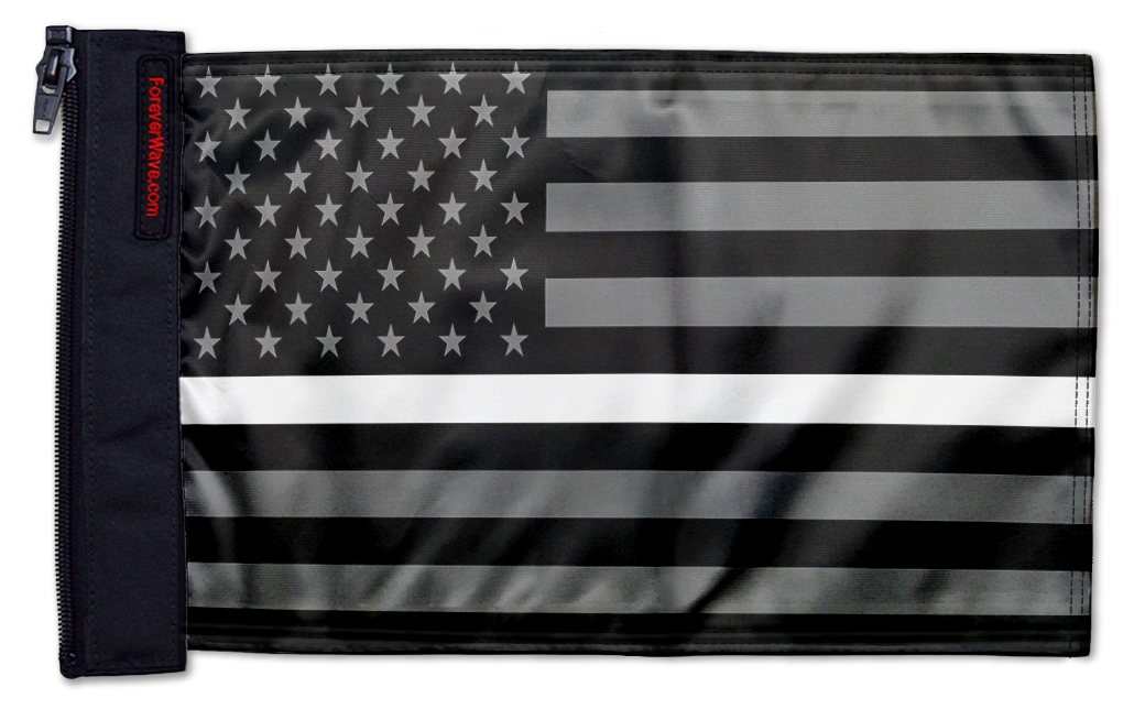 USA Subdued Thin White Line 12"x18" Forever Wave Flag for Jeep Wrangler YJ 1986-1995