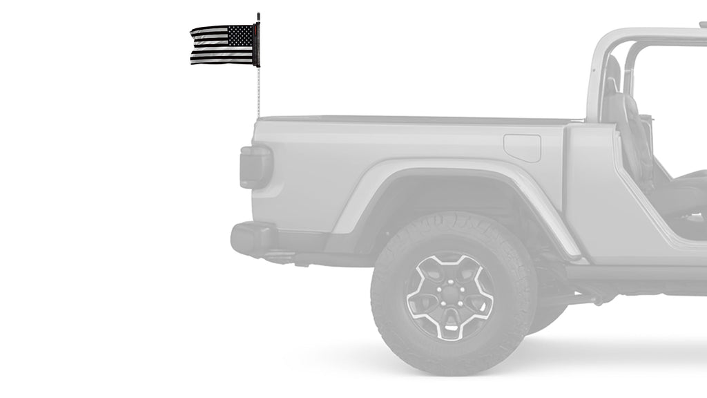 USA Subdued Thin White Line 12"x18" Forever Wave Flag for Jeep Wrangler JLU 4-Door 2018-Present