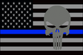 USA Subdued Thin Blue Line Punisher 12"x18" Forever Wave Flag for Jeep Wrangler JK 2-Door 2007-2018