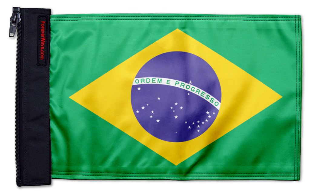 Brazil 12"x18" Forever Wave Flag for Jeep Wrangler YJ 1986-1995
