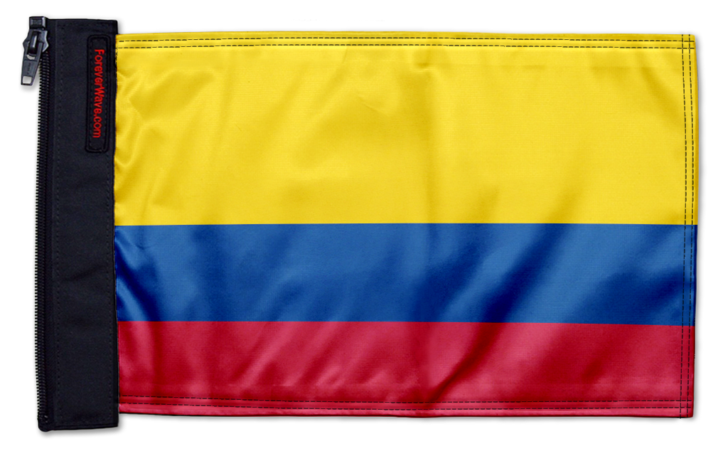 Colombia 12"x18" Forever Wave Flag for Jeep Wrangler CJ-7 and CJ-8 1976-1986