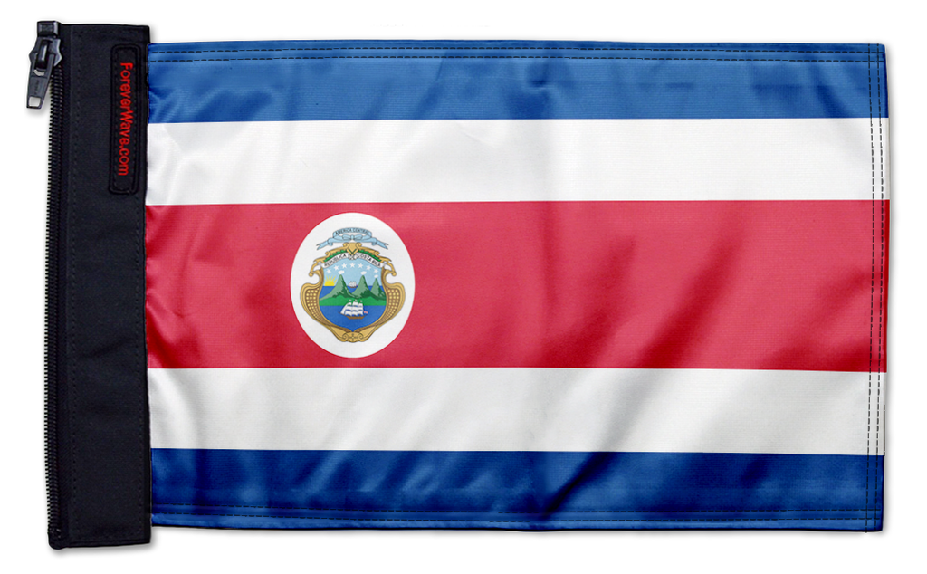 Costa Rica 12"x18" Forever Wave Flag for Jeep Wrangler LJ 2003-2006