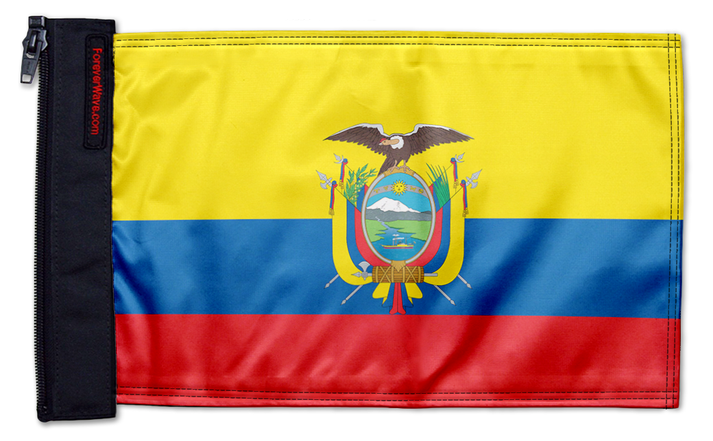 Ecuador 12"x18" Forever Wave Flag for Jeep Wrangler JKU 4-Door 2007-2018