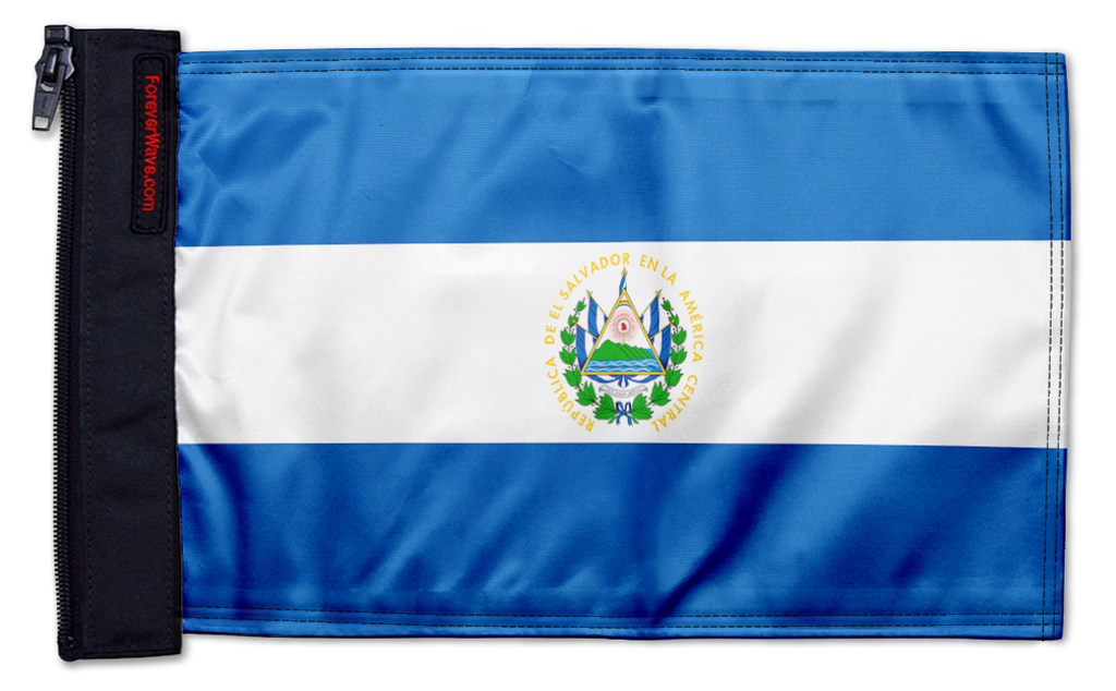 El Salvador 12"x18" Forever Wave Flag for Jeep Wrangler JK 2-Door 2007-2018