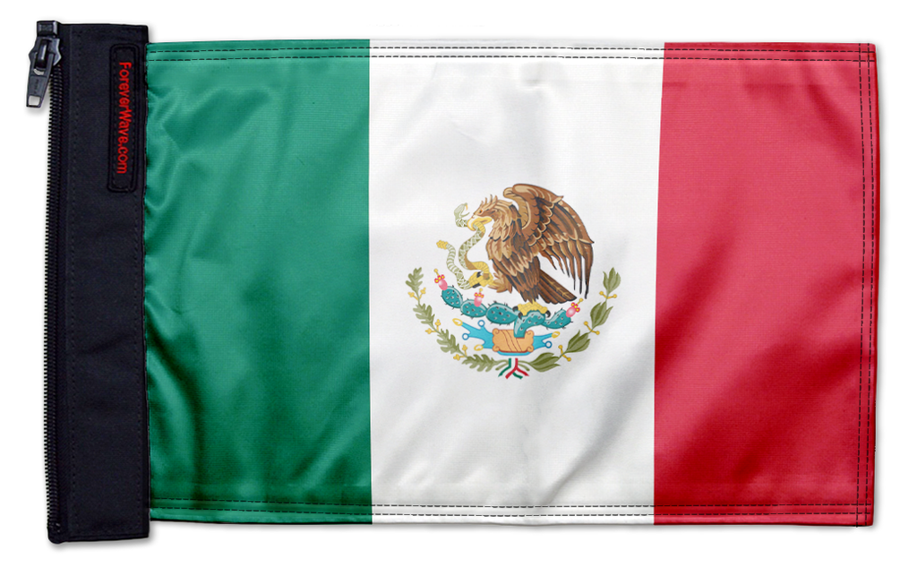 Mexico 12"x18" Forever Wave Flag for Jeep Wrangler CJ-7 and CJ-8 1976-1986