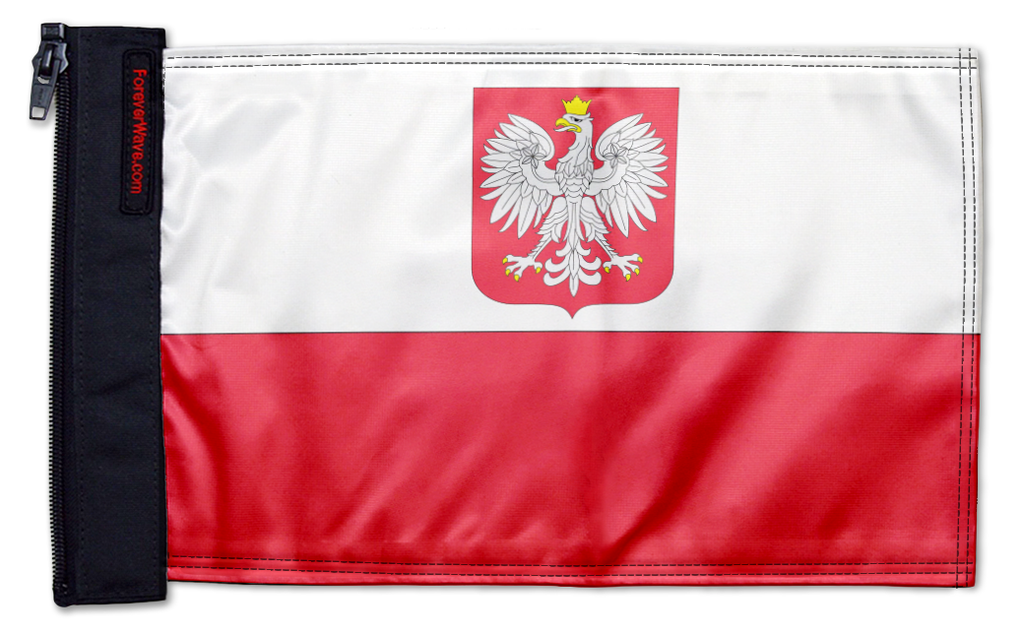 Poland 12"x18" Forever Wave Flag for Jeep Wrangler JKU 4-Door 2007-2018