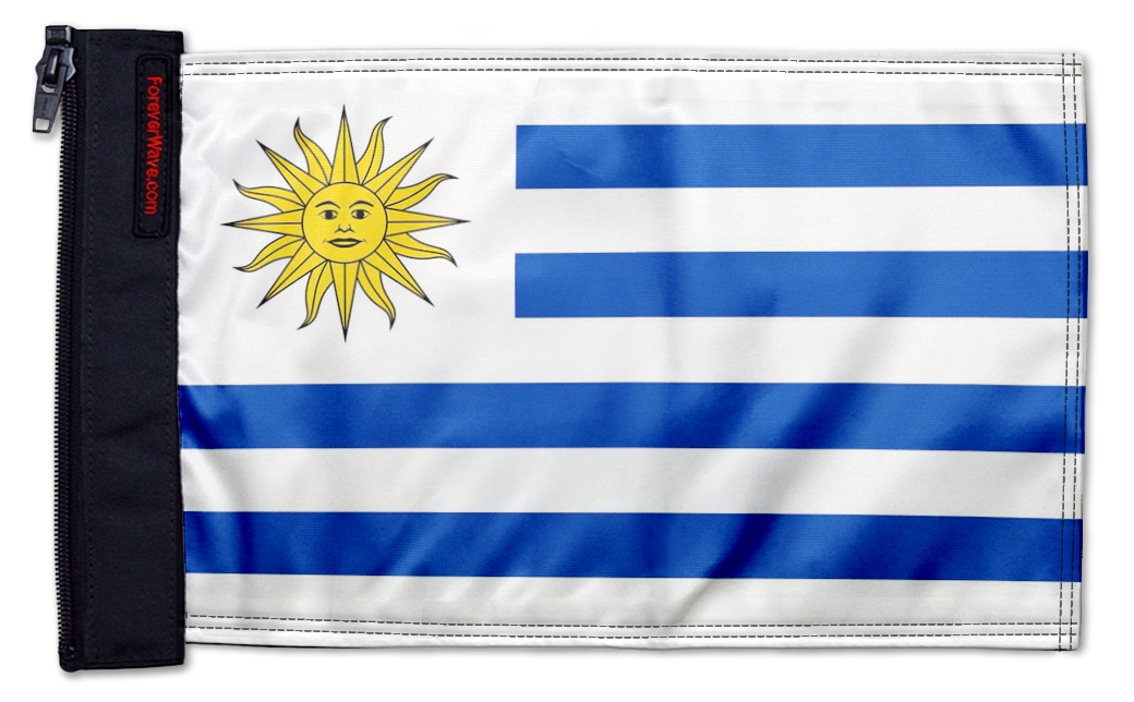 Uruguay 12"x18" Forever Wave Flag for Boats
