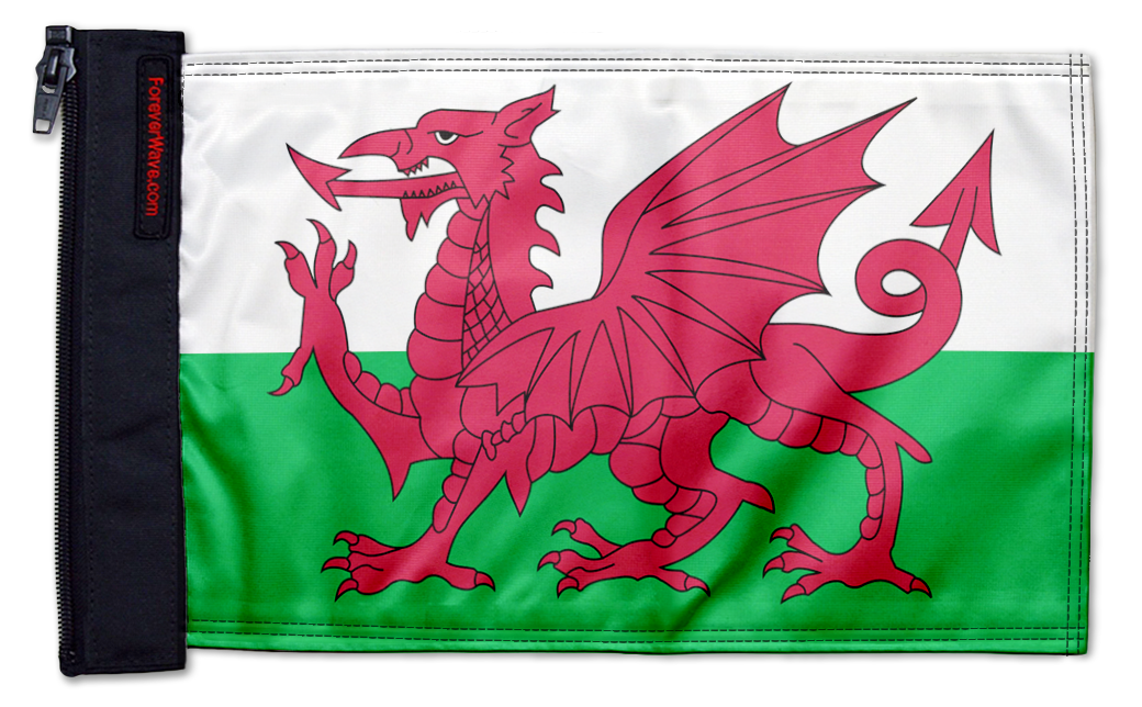 Wales 12"x18" Forever Wave Flag for Jeep Wrangler JK 2-Door 2007-2018